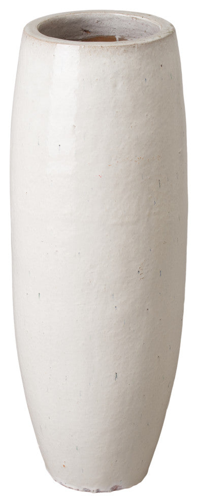 Round Tall Jar, Distressed White 13X37"H