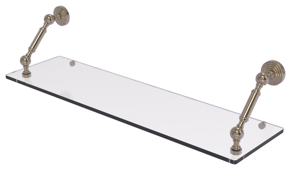 Waverly Place 30" Floating Glass Shelf, Antique Pewter