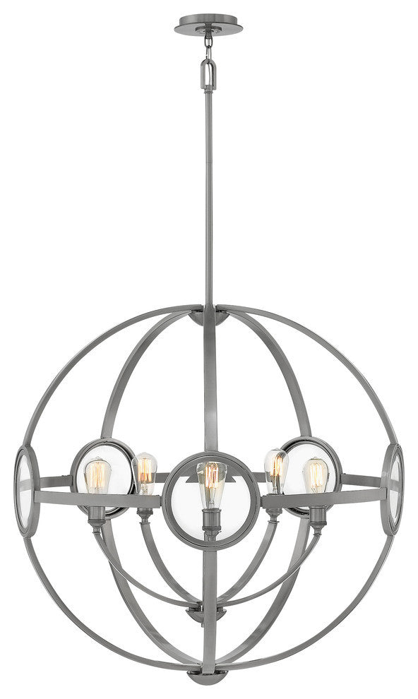 Hinkley Fulham Chandelier Large Orb, Polished Antique Nickel
