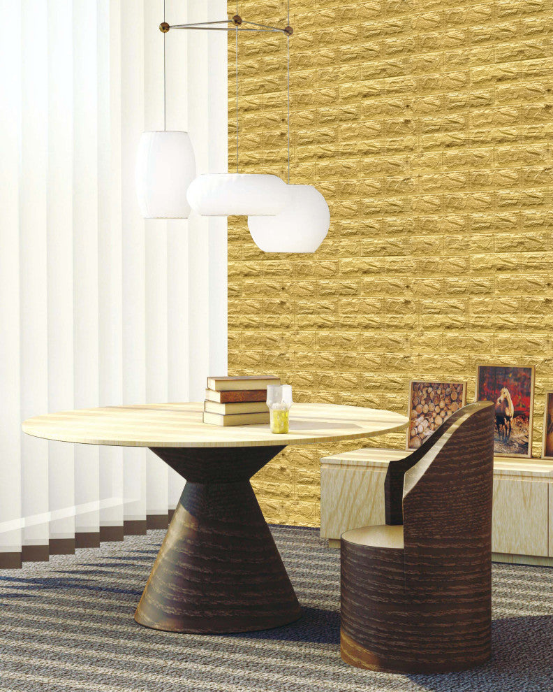 Greenish Brown Patchwork 3D Wall Panels, Set of 10, Covers 58 Sq Ft