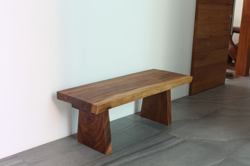 Haussmann Wood Natural Edge Bench 48 in x 18 x 18 in H KD Walnut Oil