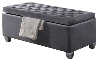 Rebekah Storage Bench, Gray Fabric