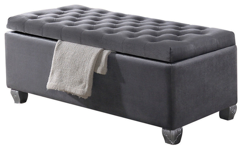 Rebekah Storage Bench, Gray Fabric