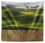 Golf Course with Wooden Path Landscape Wall Tapestry, 80"x68"