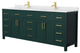 84"DBL Bathroom Vanity, Green, White Cult. Marble Countertop, Sinks, Gold Trim