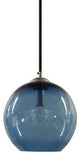Metro Blown Glass Pendant Light Made in Rhode Island, Bluestone, 8 X 8, Brushed