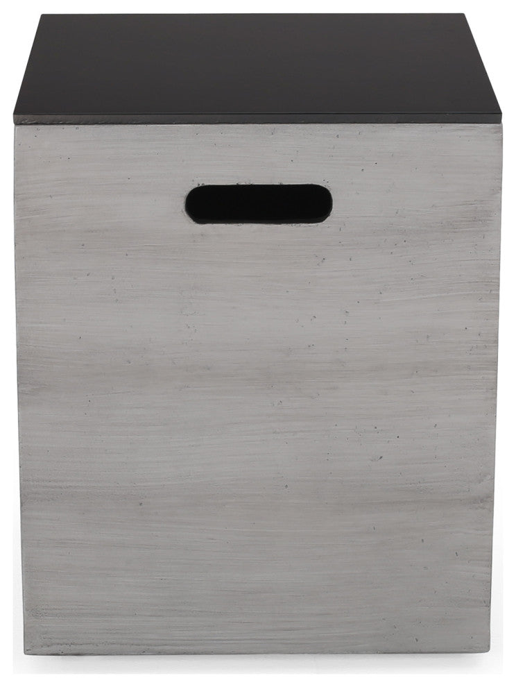 Harmon Outdoor Lightweight Concrete and Ceramic Tank Holder Side Table