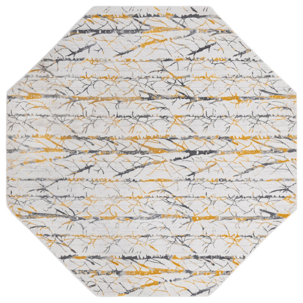 Unique Loom Anne Finsbury Rug, Yellow and Gray, 7'10"x7'10"