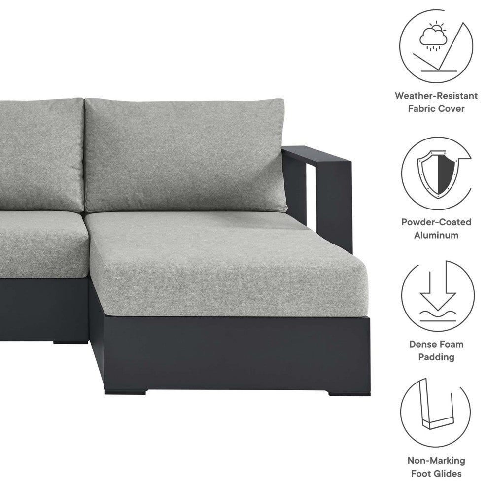 Tahoe Outdoor Patio Powder-Coated Aluminum 3-Piece Right-Facing Chaise Sectional