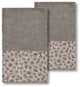 Linum Home Turkish Cotton Spots 2-Piece Embellished Hand Towel Set, Dark Gray