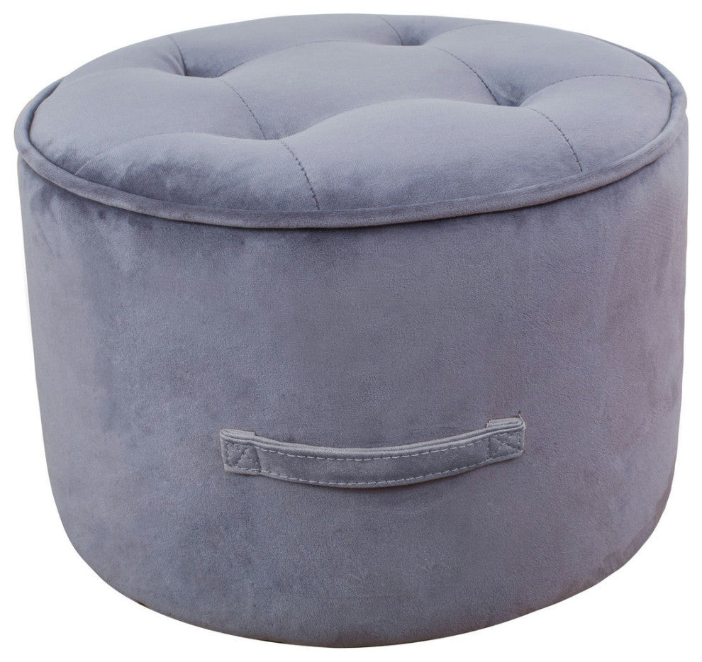 TOV Furniture Luna Grey Velvet Ottoman