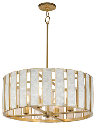 Maxim 12804 Miramar 4 Light 24"W Pendant - Capiz / Natural Aged Brass