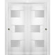 Sliding Closet Glass Bypass Doors / Sete 6933 White Silk / Rails, 56" X 96" ( 2* 28x96)