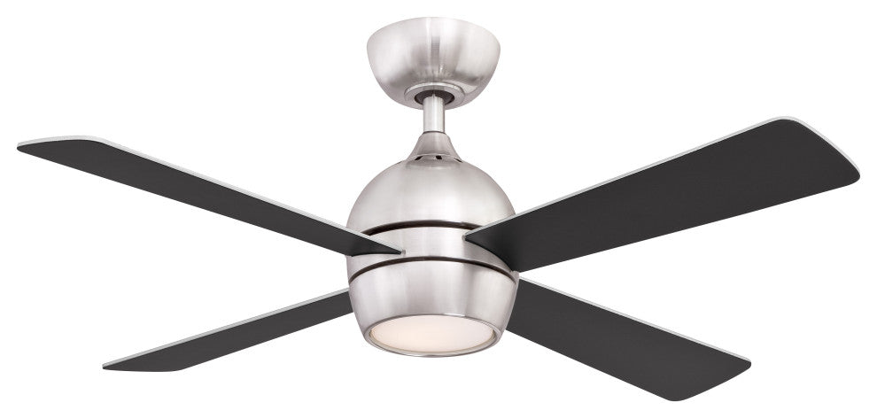 Fanimation Kwad 44" Ceiling Fan with LED Light, Brushed Nickel With Brushed Nick