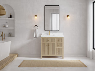 Sonoma Oak 36 Left Offset Bath Vanity with 2" Calacatta Laza