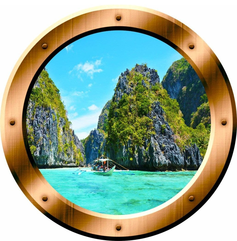 VWAQ, Nature Porthole 3D Ocean Wall Sticker Peel And Stick, 20" Diameter