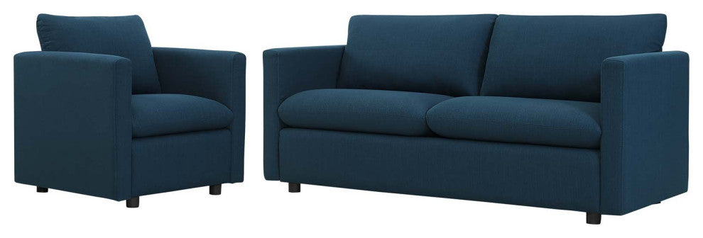Armchair and Sofa Set, Fabric, Navy Blue, Modern, Living Lounge Hospitality