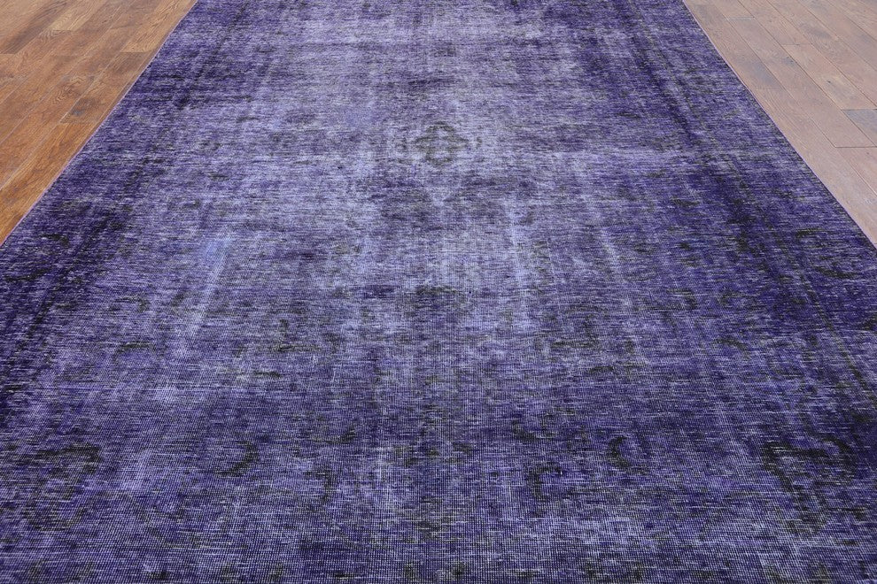 Overdyed Purple Hand Knotted Oriental Area Rug 8'x11', W2581