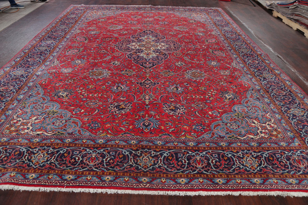 Consigned, Persian Oriental Traditional Vintage Handmade Area Rug, Red, 10x13