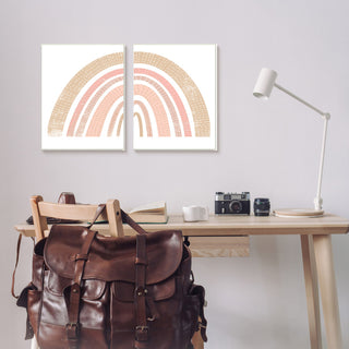 Abstract Pink Neutral Kid's Rainbow Arches Striped Patterns,13 x 19