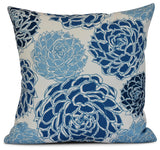 20x20", Floral Outdoor Pillow, Blue