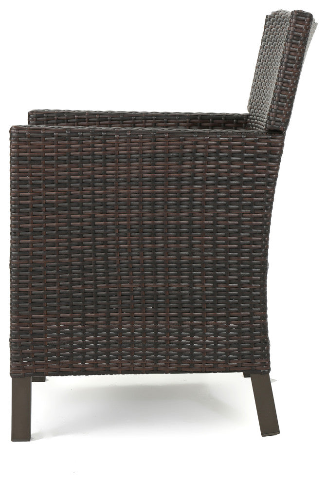 GDF Studio 3-Piece Shiny Outdoor Wicker Round Dining Set With Cushions