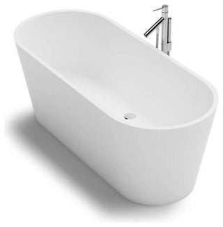 ADM Rounded Freestanding Bathtub, Glossy White, 66.9"