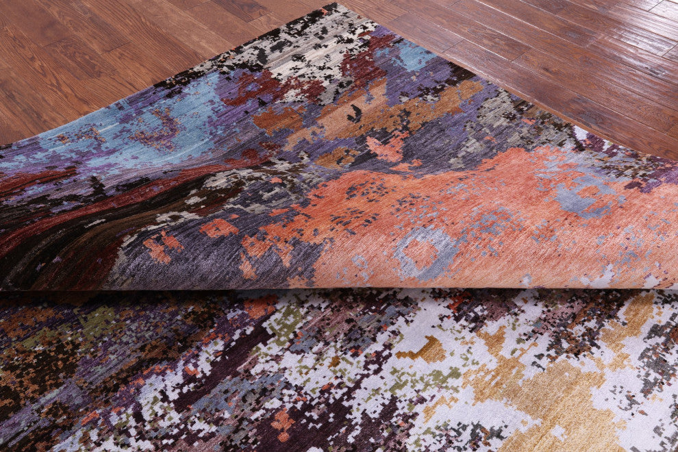 Wool and Silk Abstract Handmade Rug 7' 10" X 10' 0" Q8785