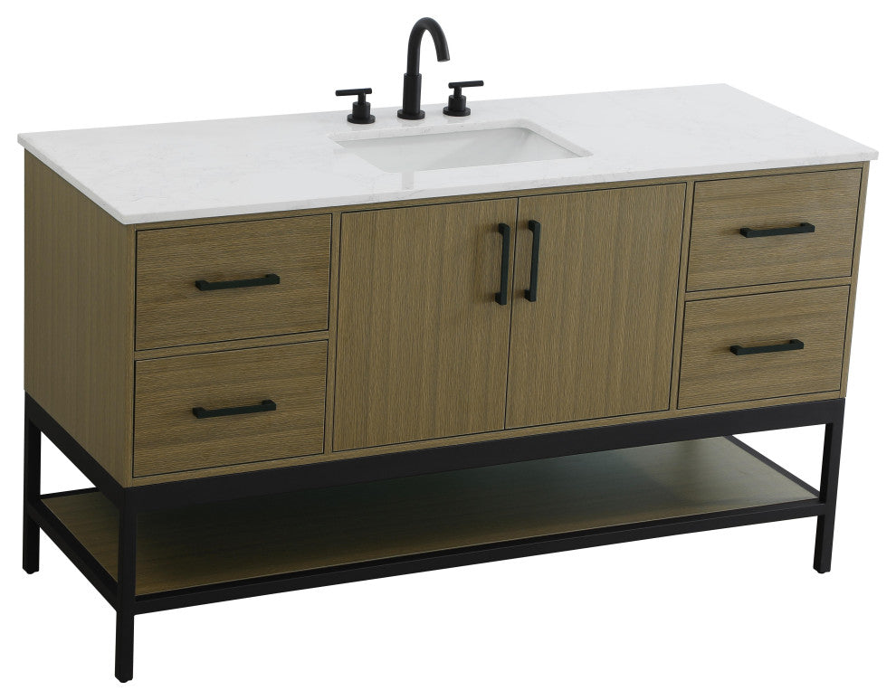 Home Living 60" Single Bathroom Vanity, Chestnut Brown