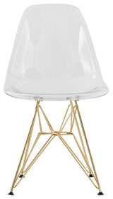 Cresco Eiffel Base Dining Chair, Gold Base, Set of 2, Clear