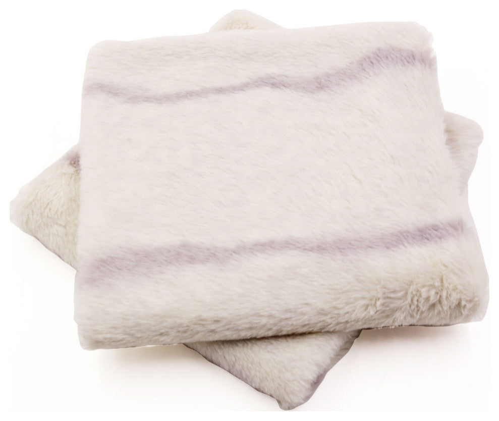 Finch Stripe Faux Fur 2 Piece Pillow Shell Sets, Lilac, 20" X 20"