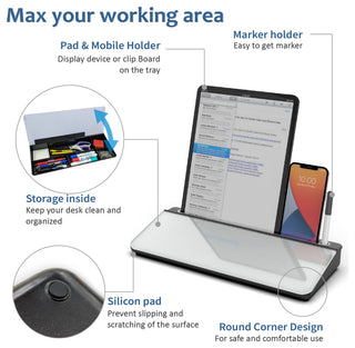 Glass Desktop Computer Notepad Set,  Audio-Visual Direct, White