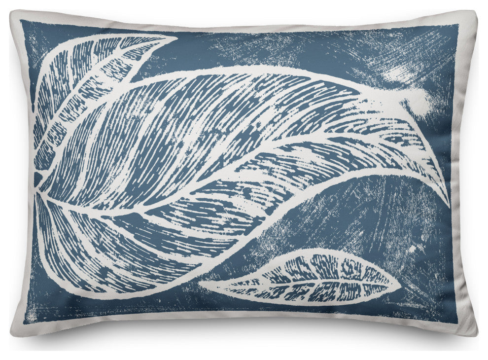 Navy Leaf Imprint I 14x20 Spun Poly Pillow