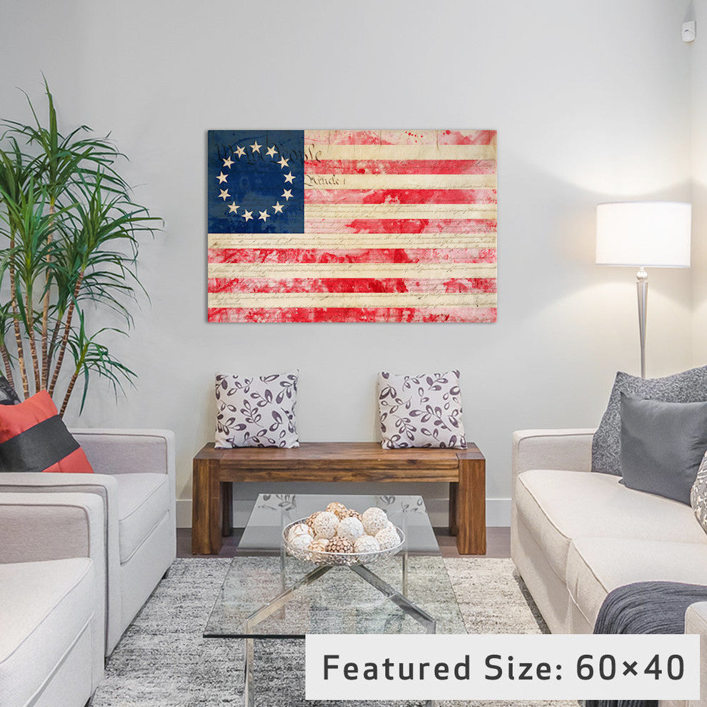 "USA "Betsy Ross" Flag with Constitution Background II" by iCanvas, 26x18x1.5"