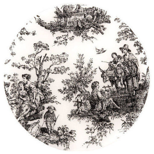 Andreas Toile Black Trivet, 8" Round