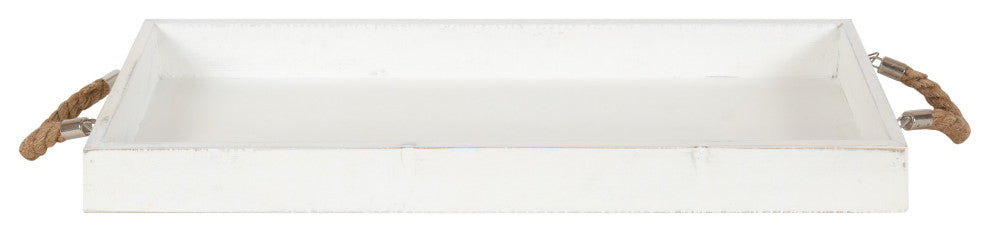 Bayville Wooden Decorative Tray, White, 10"x24"