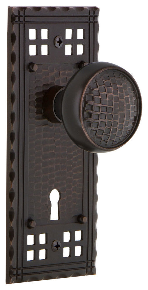 Craftsman Plate Passage Craftsman Knob, Antique Pewter, Timeless Bronze, Backset