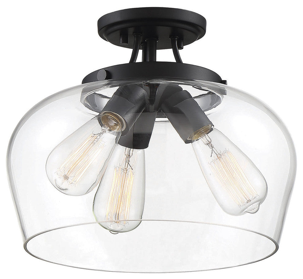 Octave 3-Light Semi-Flush Mount, Black