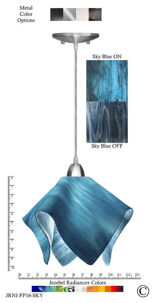 Jezebel Radiance Flame Large Pendant, Sky Blue