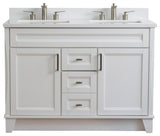 48" Double Sink Vanity, White Finish With Engineered Stone Top, Rectangle Sink
