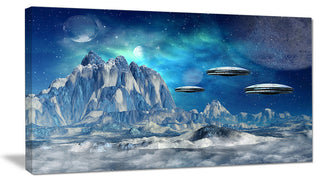 Blue Alien Planet, Landscape Canvas Art Print, 60"x28"