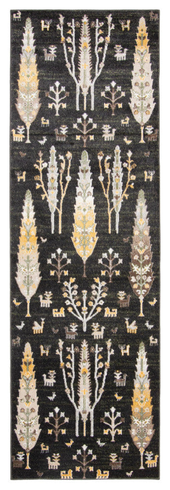 Aqua Pine Area Rug, Black, 2'6"x8'