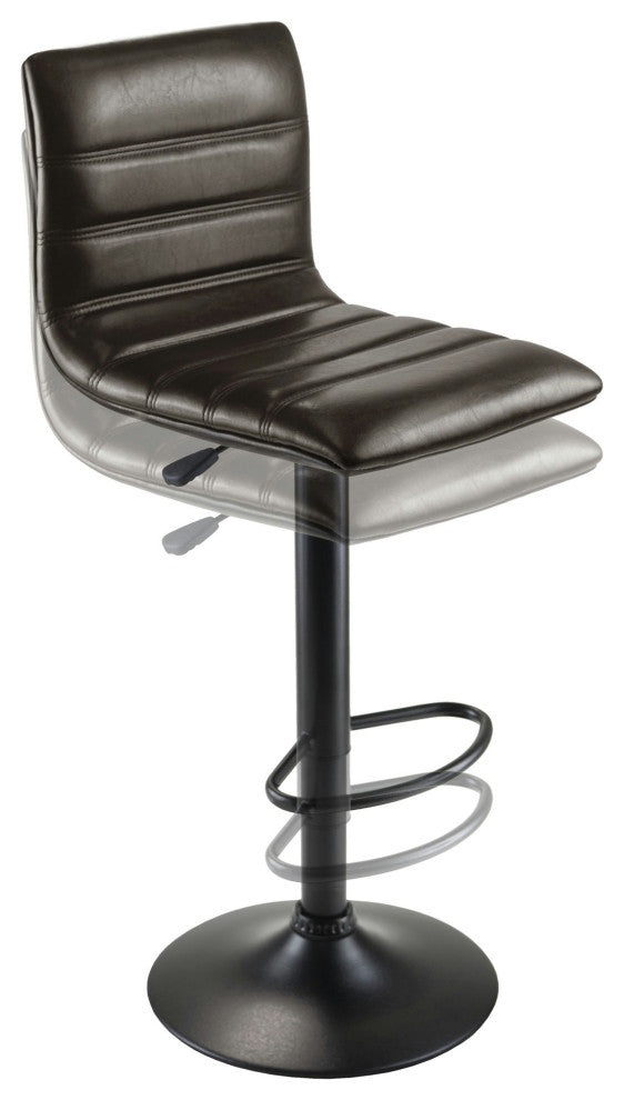 Holly Adjustable Swivel Stool, Black & Espresso