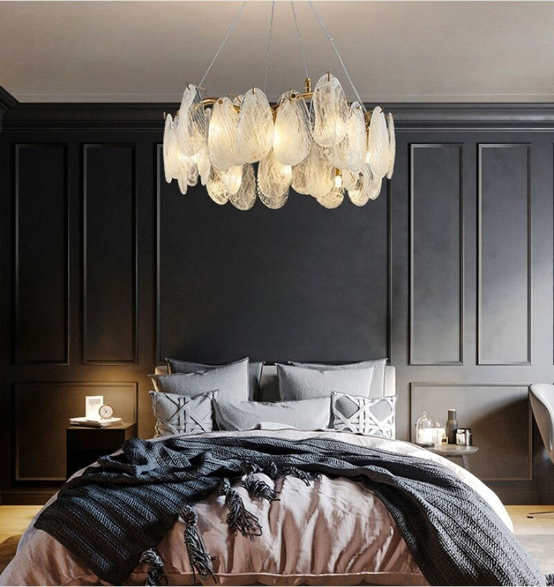 Zafferana Etnea | Round Smoke Gray Crystal Chandelier for Bedroom, White, 17"