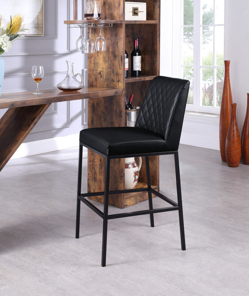 Bryce Faux Leather Upholstered Bar Stool, Set of 2, Black