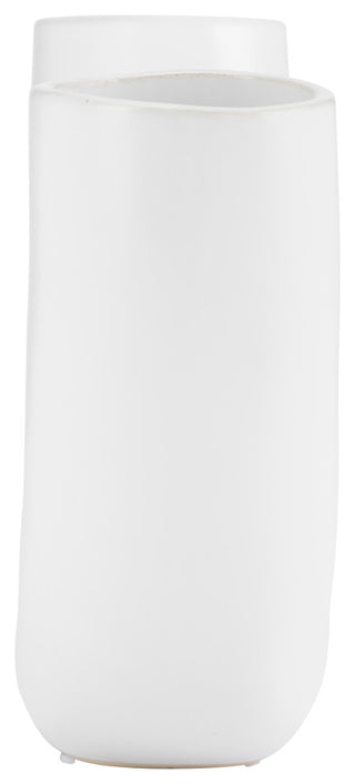 Ceramic 12"L Half Circle Vase, White