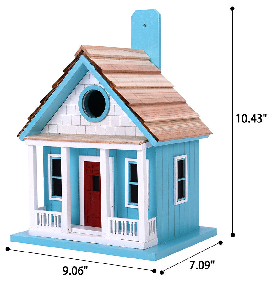 Outdoor Wooden Birdhouse, Bird-Friendly Perch (Cape Cod)