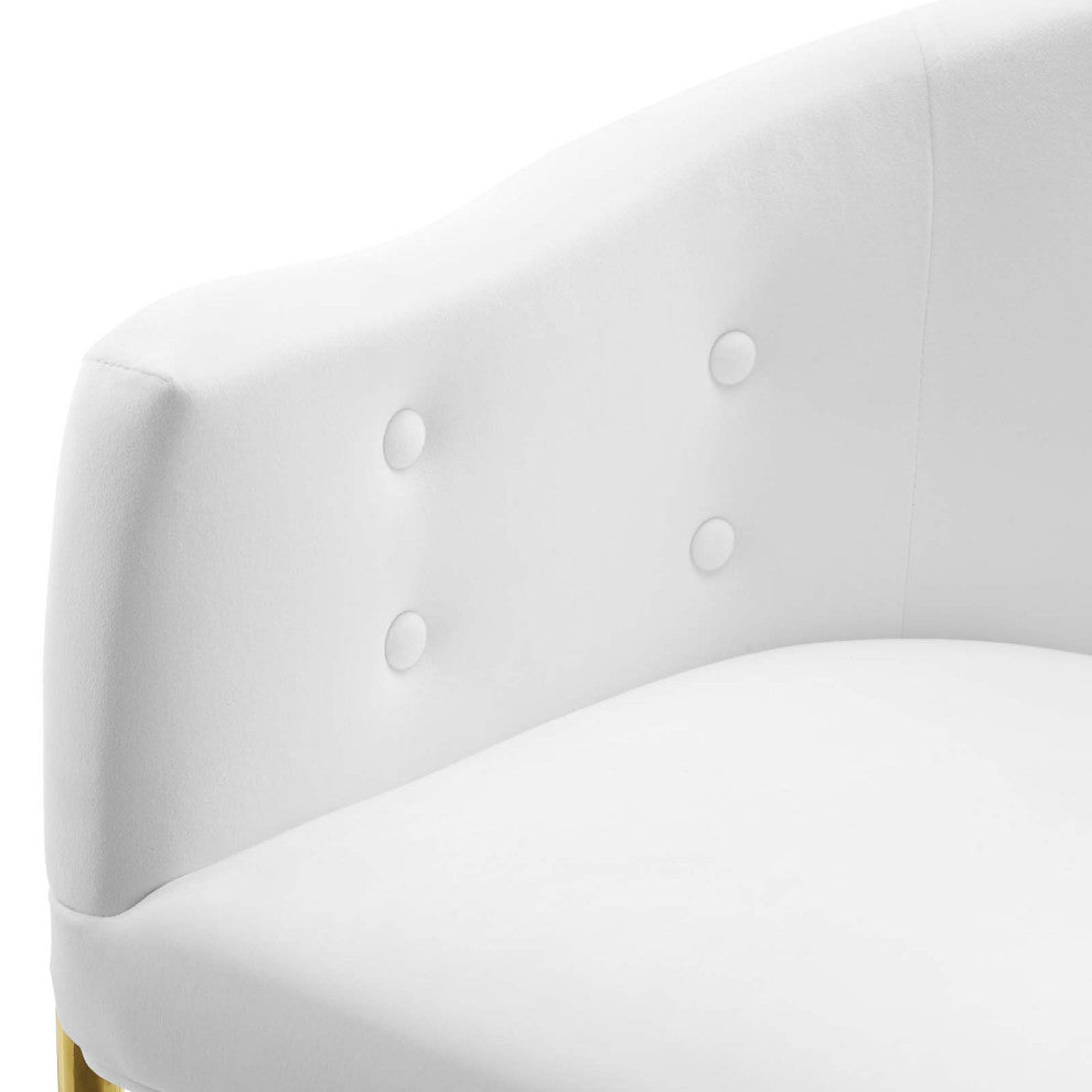 Side Dining Chair, Set of 2, Velvet, Metal, White, Modern, Bistro Restaurant