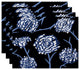 18"x14" Spring Floral 2, Floral Print Placemat, Navy Blue, Set of 4