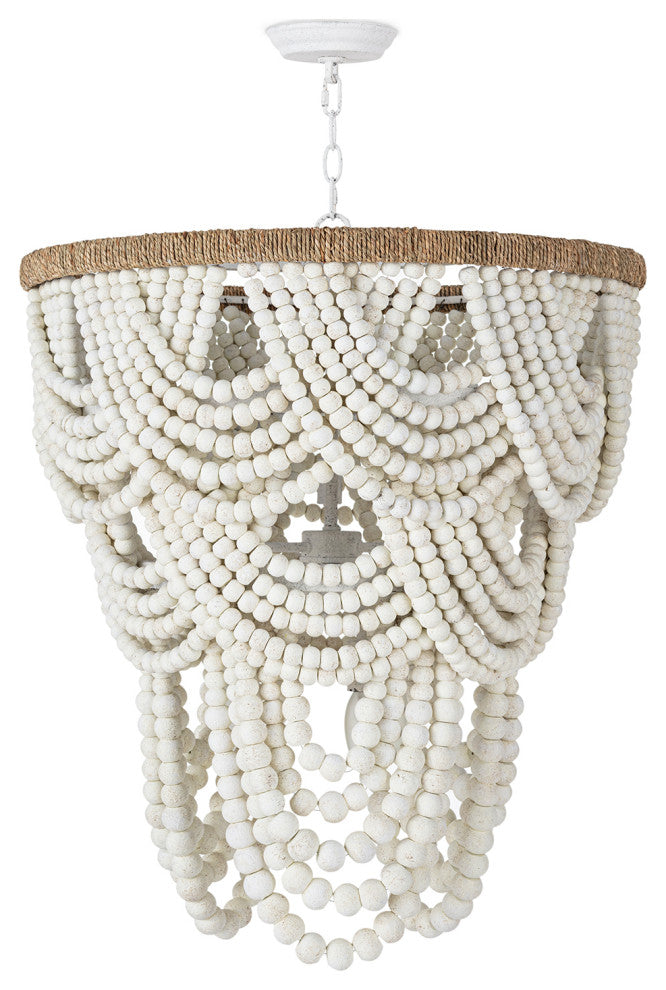 Regina Andrew Lorelei Wood Bead Chandelier, White